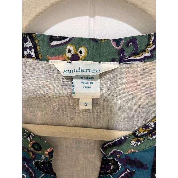 Sundance Women’s Sz S Blue Floral Pullover Tunic Resort Boho Puff Sleeves NEW d - Picture 10 of 11